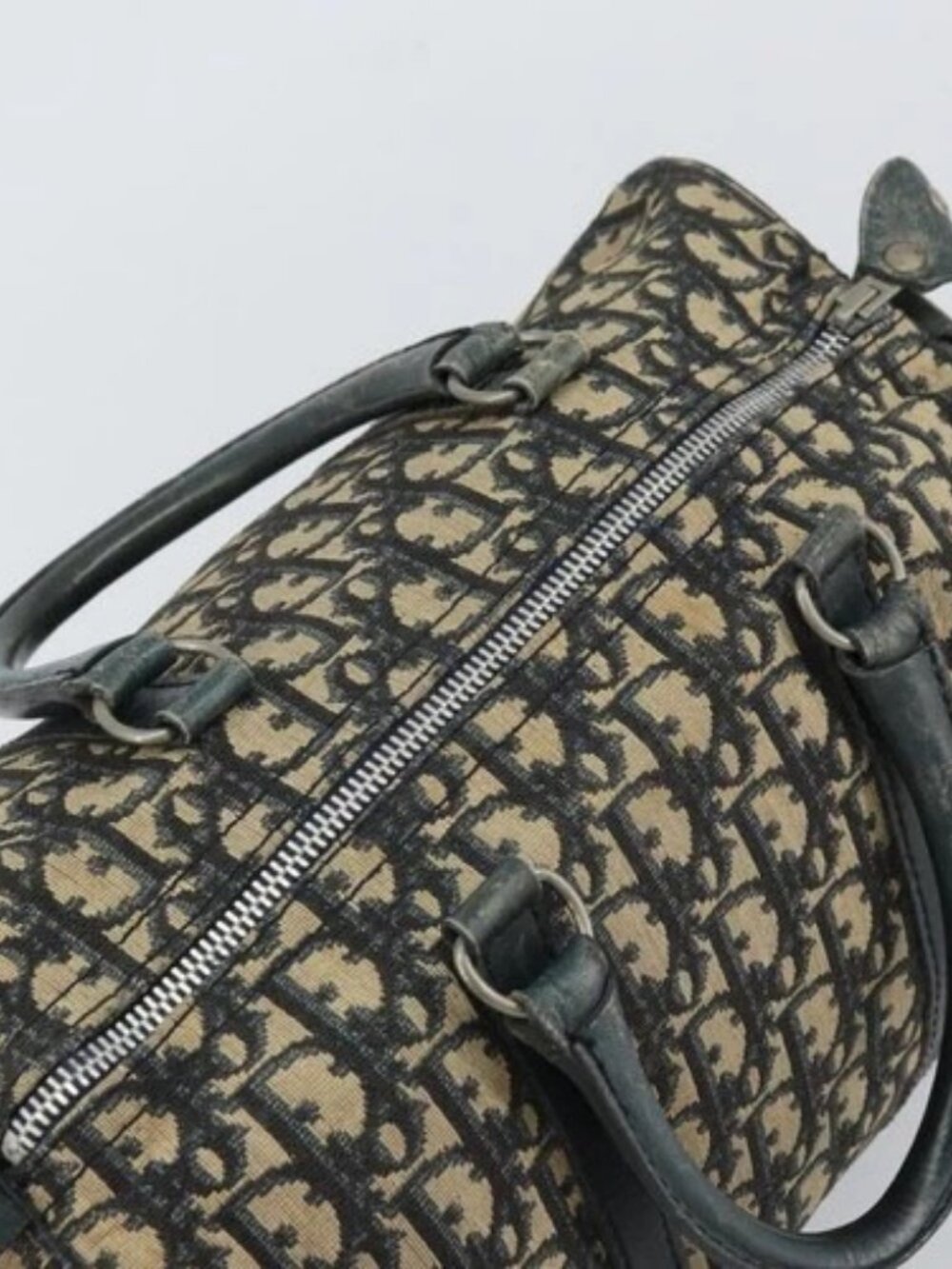 Christian Dior Trotter Canvas Boston Bag Navy Silver Auth 164140 - Picture 6 of 16